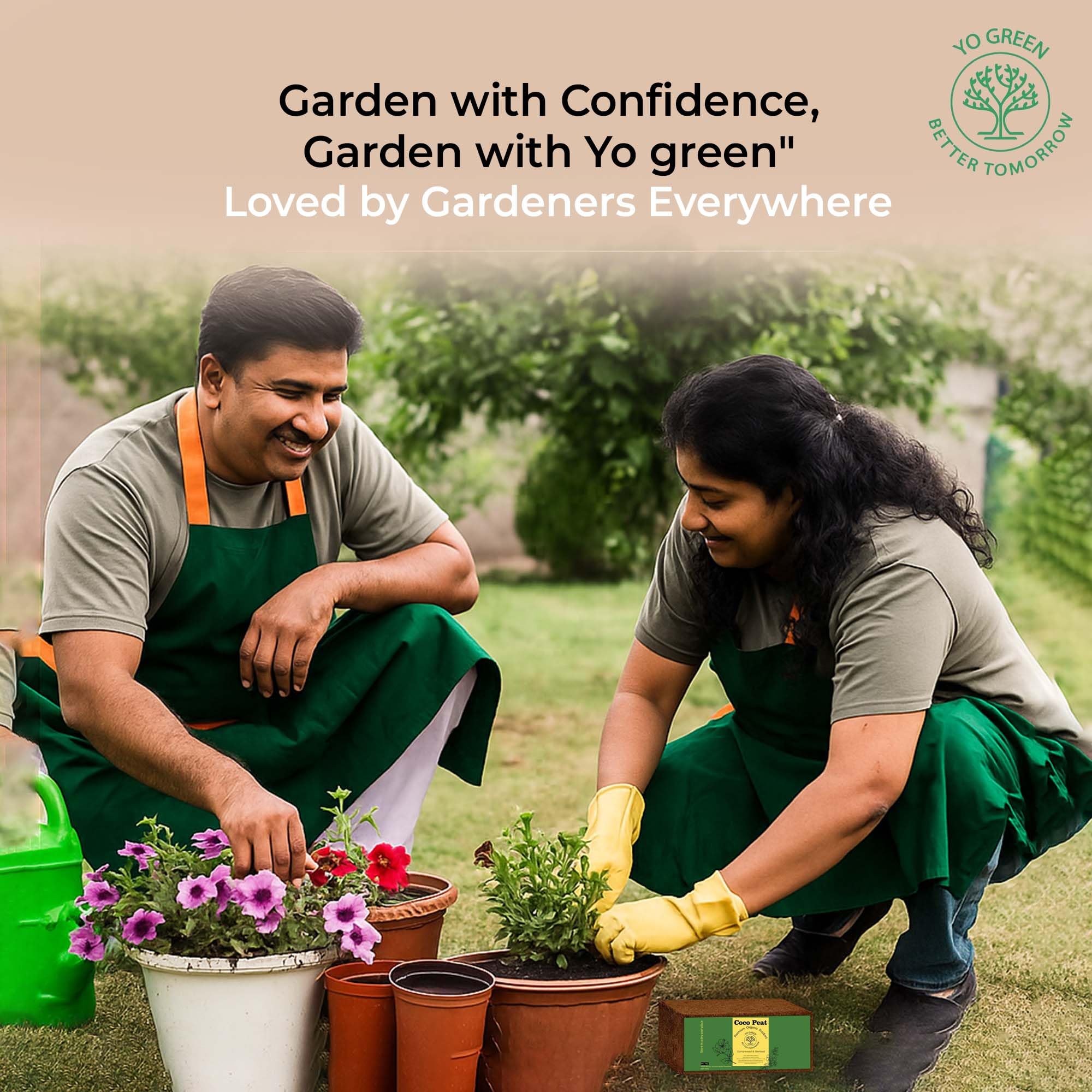 Yo Green - Better Tomorrow 100% Natural Cocopeat Block for Garden Plants Organic Agricultural Compost Coco Peat for Indoor & Outdoor Fertilizer Kitchen Terrace Gardening Khaad