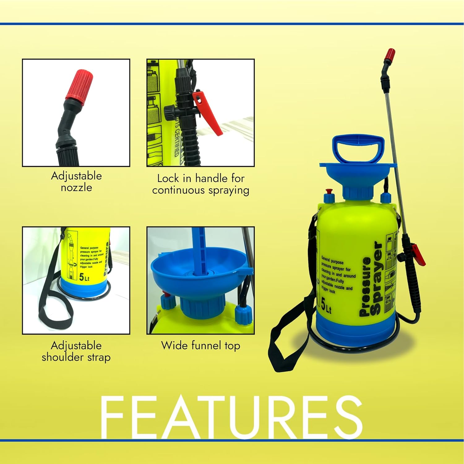 Super 5 Litre Sprayer Manual Water Spray Bottle for Gardening