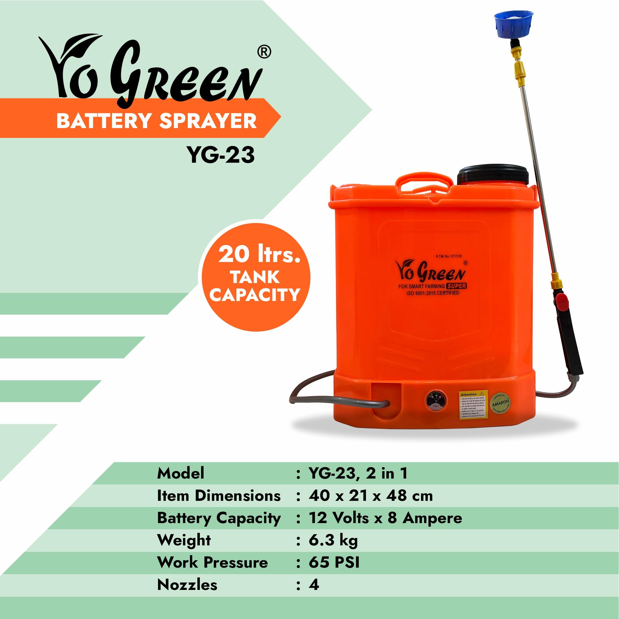 Amaron Battery Operated 20 Litre Knapsack Sprayer