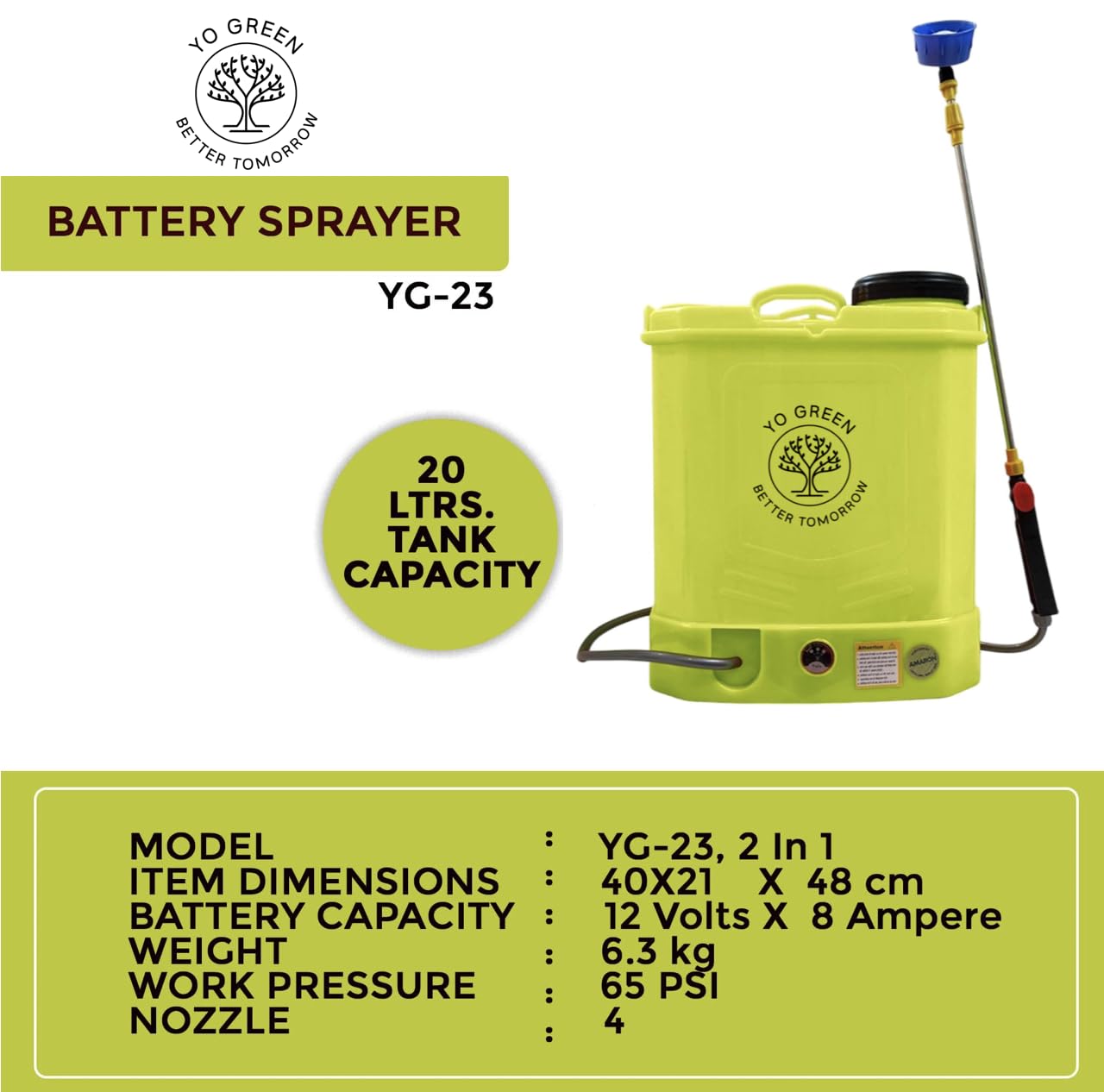 Amaron Battery Operated 20 Litre Knapsack Sprayer