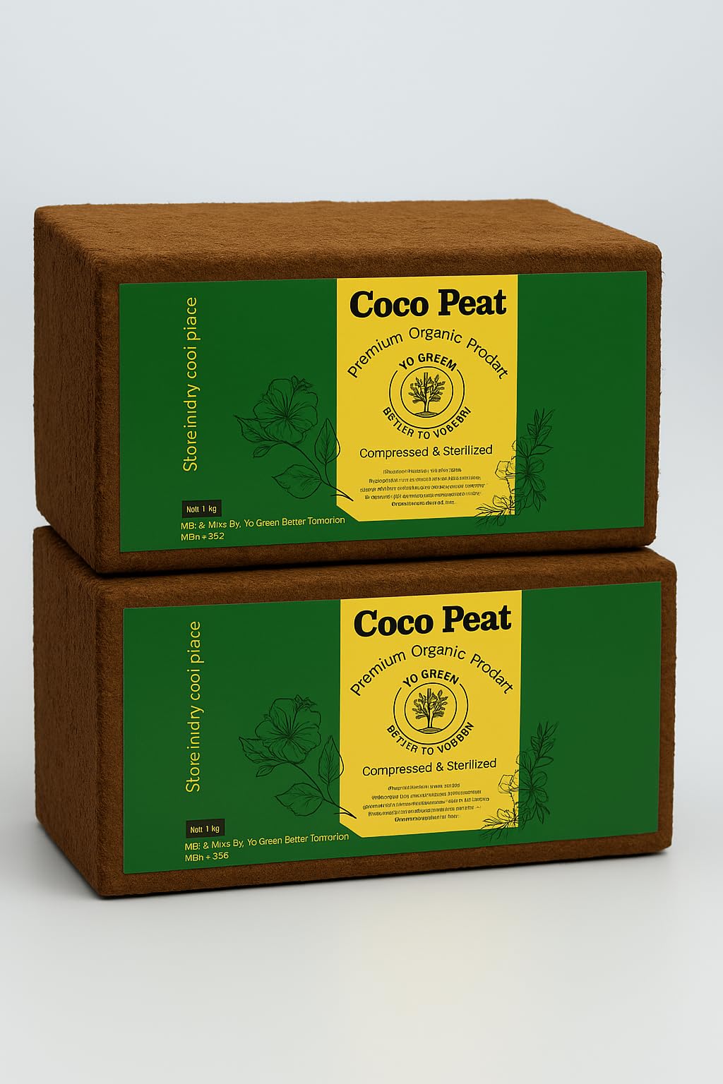 Yo Green - Better Tomorrow 100% Natural Cocopeat Block for Garden Plants Organic Agricultural Compost Coco Peat for Indoor & Outdoor Fertilizer Kitchen Terrace Gardening Khaad
